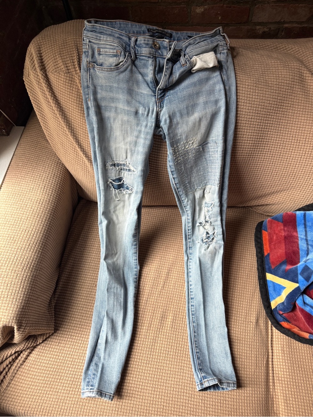 Abercrombie & Fitch Light Blue Ripped Skinny Jeans